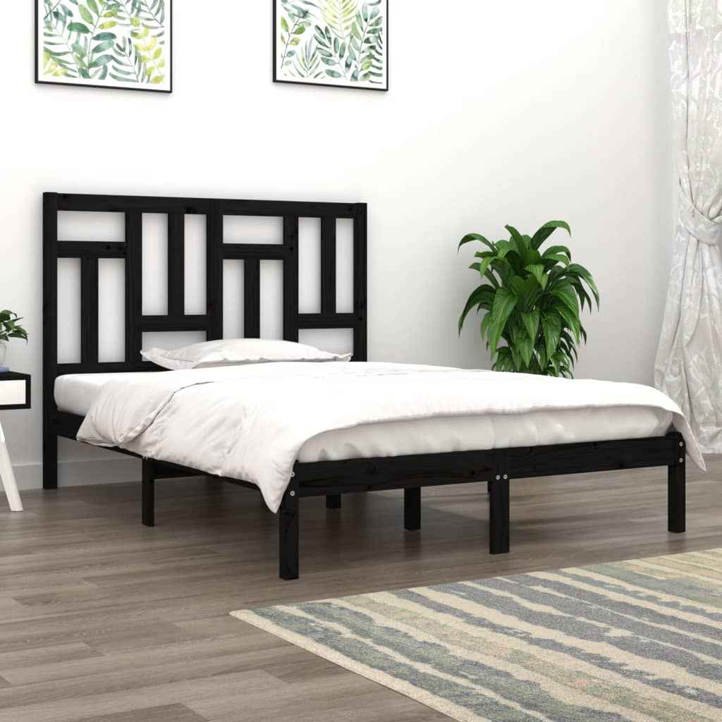 vidaXL Estrutura de cama casal 135x190 cm madeira maciça